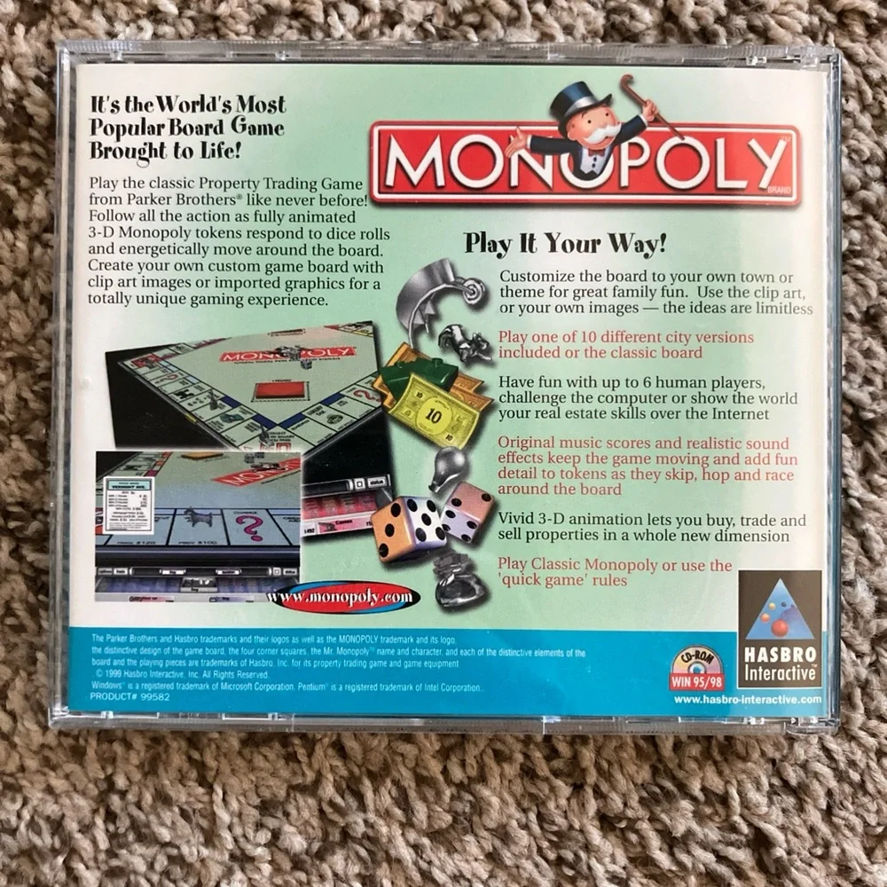Hasbro Monopoly Game PC Game for Windows 95/98